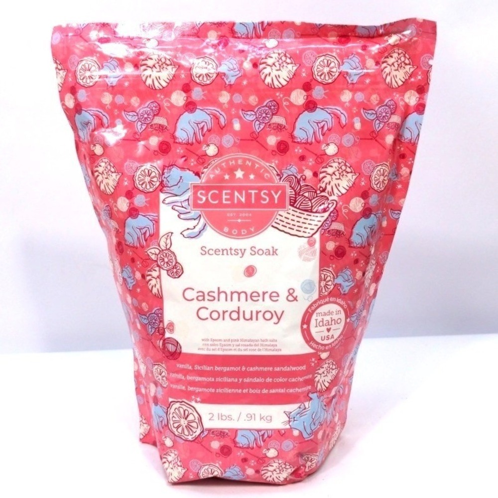Scentsy Soak Cashmere & Corduroy 2 lb Bath Salts Epsom Pink‎ Himalayan HTF New